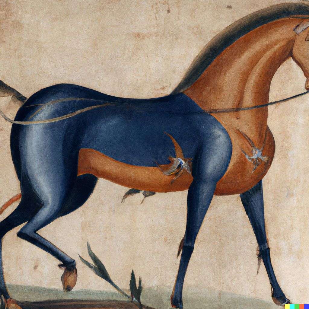 a horse, painting from the 15th century